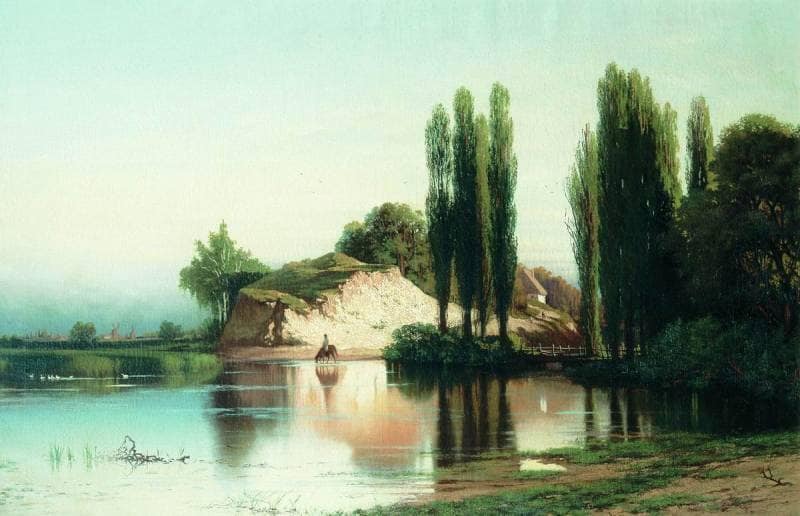 Landscape with river in Ukraine by Volodymyr Orlovsky — Oil Painting Reproduction