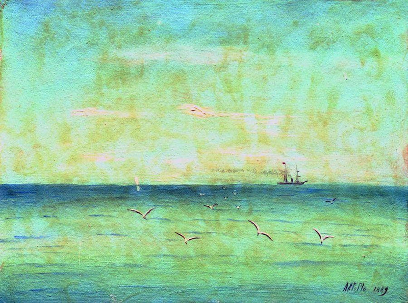 Landscape with seagulls by Lev Lagorio — Oil Painting Reproduction