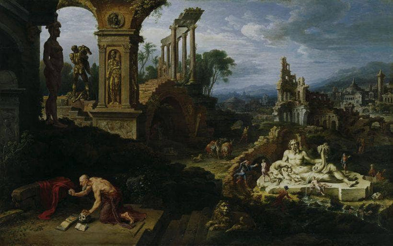 Landscape with St. Jerome by Maerten van Heemskerck — Oil Painting Reproduction