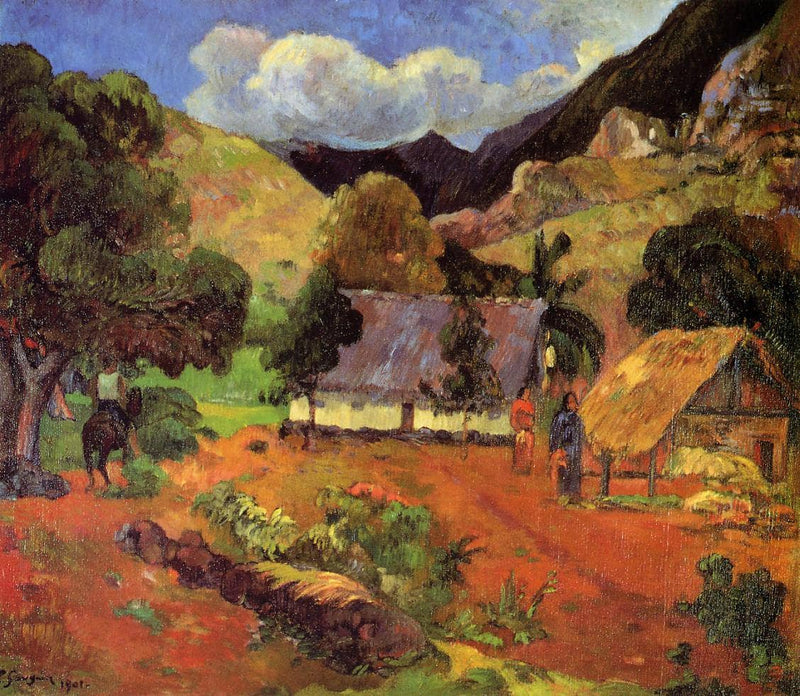 Landscape with three figures by Paul Gauguin — Oil Painting Reproduction