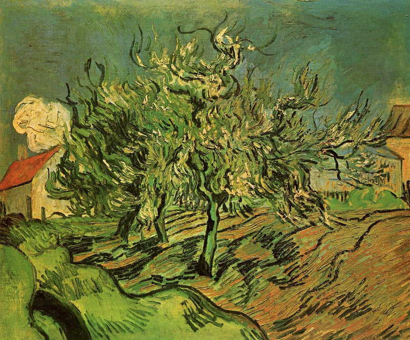 Landscape with Three Trees and a House by Vincent van Gogh — Oil Painting Reproduction