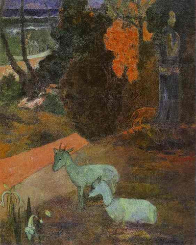Landscape with two goats in apartment