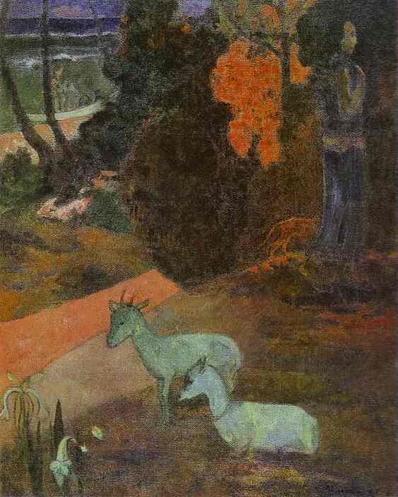 Landscape with two goats by Paul Gauguin — Oil Painting Reproduction