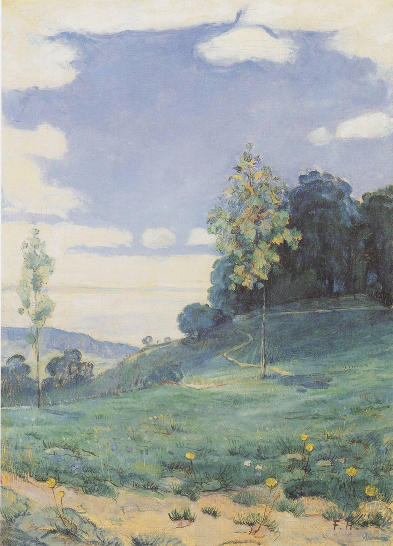 Landscape with two small trees by Ferdinand Hodler — Oil Painting Reproduction