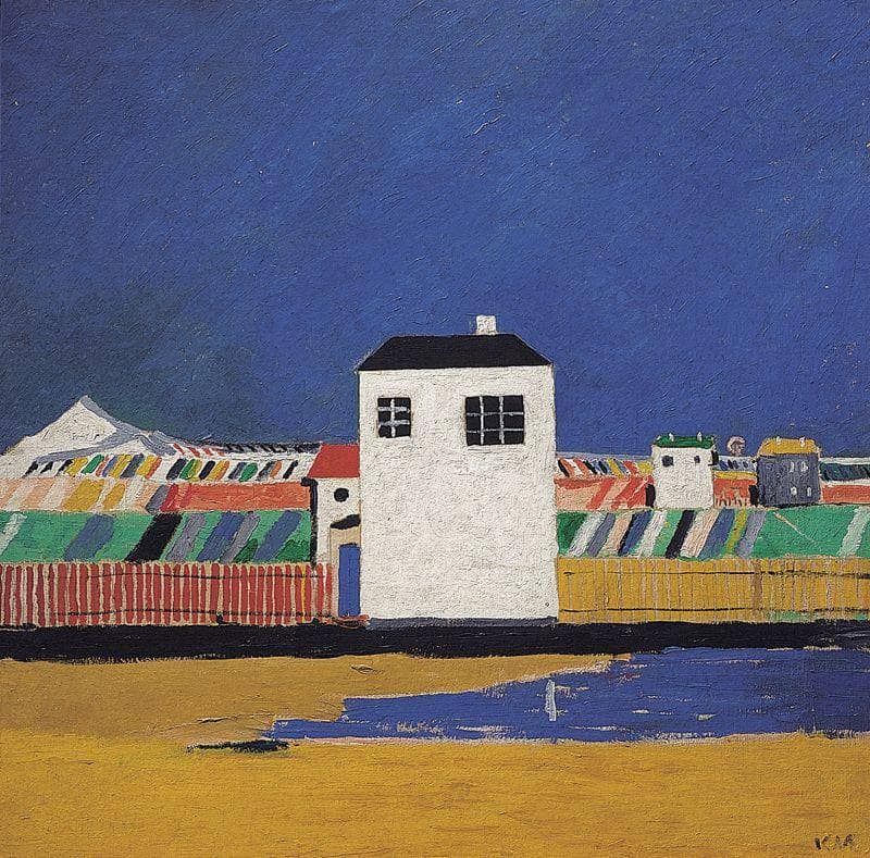 Landscape with White House by Kazimir Malevich — Oil Painting Reproduction