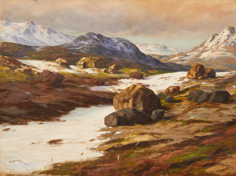 Landskap Med Fjäll by Kitty Lange Kielland — Oil Painting Reproduction