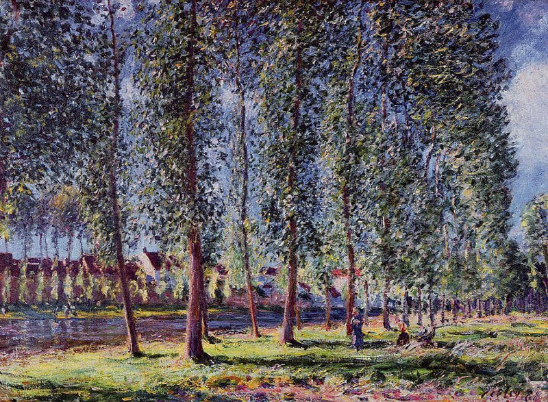 Lane of Poplars at Moret by Alfred Sisley — Oil Painting Reproduction