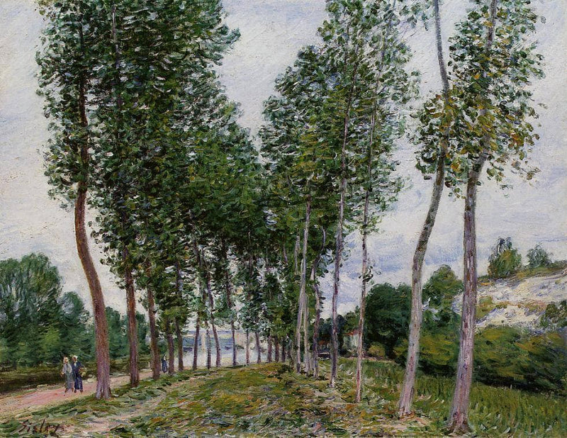 Lane of Poplars on the Banks of the Loing by Alfred Sisley — Oil Painting Reproduction