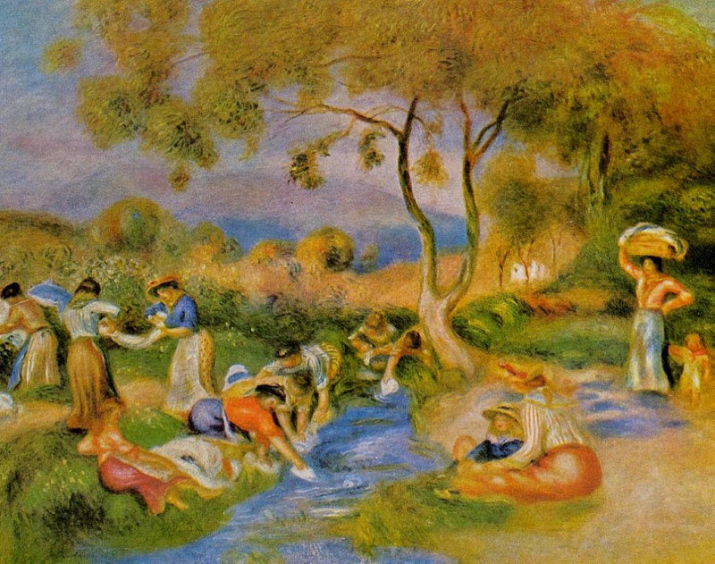 Laundresses at Cagnes by Pierre-Auguste Renoir — Oil Painting Reproduction