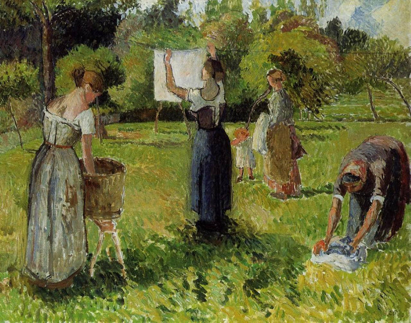 Laundresses at Eragny by Camille Pissarro — Oil Painting Reproduction