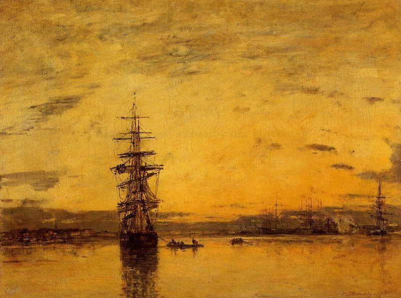 Le Havre. Basin of Eure. by Eugene Boudin — Oil Painting Reproduction