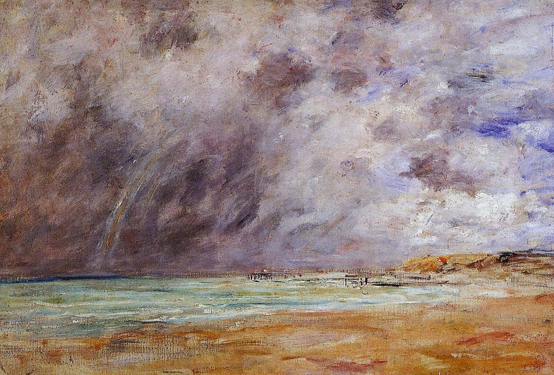 Le Havre. Stormy Skies over the Estuary. by Eugene Boudin — Oil Painting Reproduction