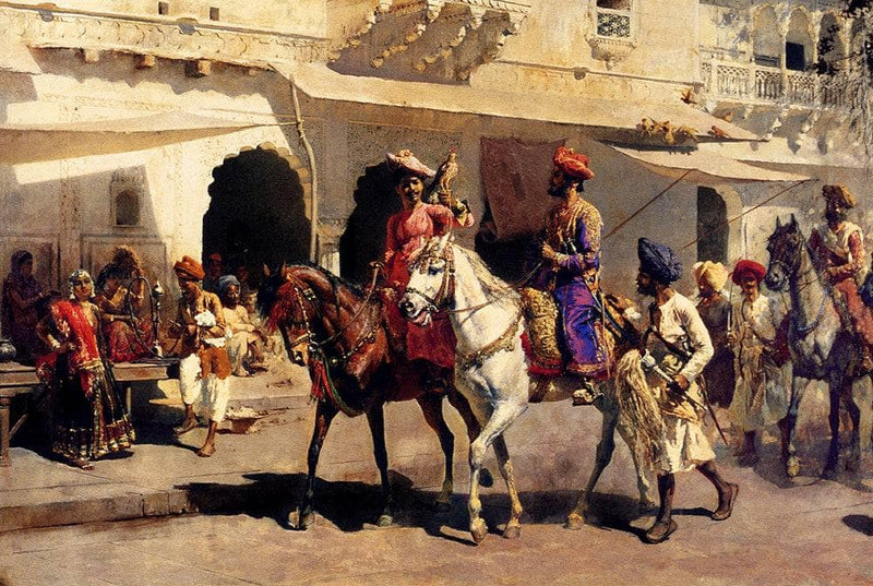 Leaving For The Hunt At Gwalior by Edwin Lord Weeks — Oil Painting Reproduction