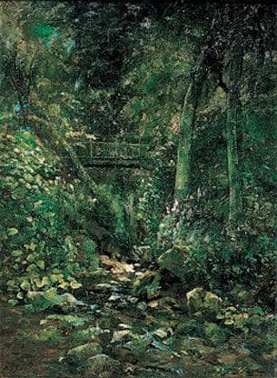 Forest with water lilies by Silvestro Lega — Oil Painting Reproduction
