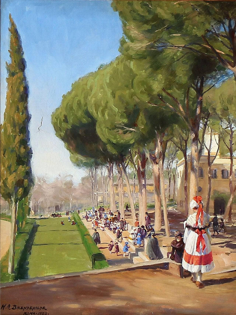 Len,"summer Day in Villa Borghese in Rome" by Hans Andersen Brendekilde — Oil Painting Reproduction