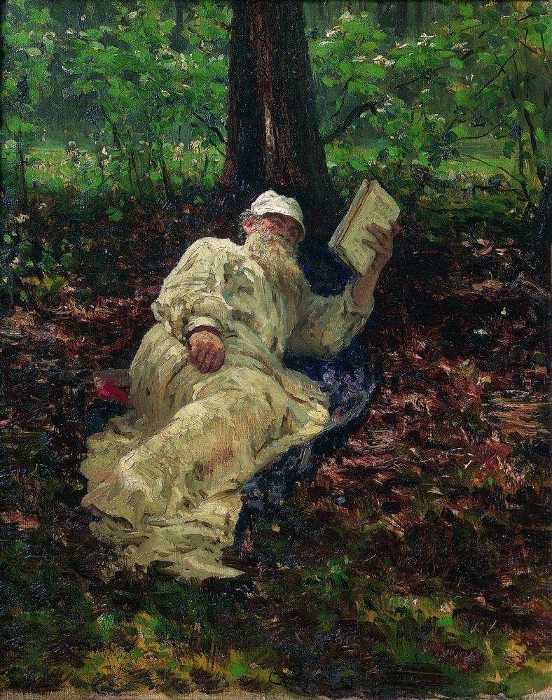 Leo Tolstoy Resting in the Forest by Ilya Repin — Oil Painting Reproduction
