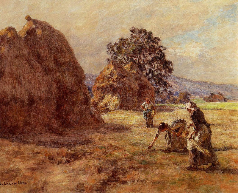 Harvest scene with gleaners by Léon Augustin Lhermitte — Oil Painting Reproduction