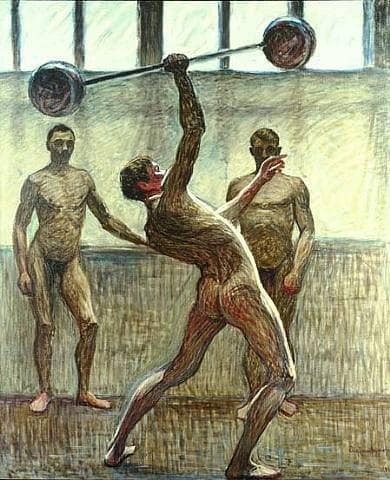 Lifting Weights with One Arm II by Eugène Jansson — Oil Painting Reproduction