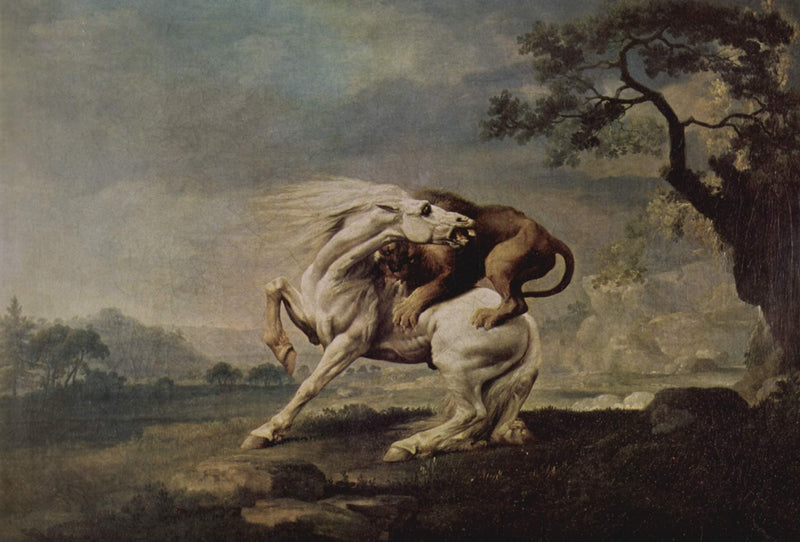 Lion Attacking a Horse by George Stubbs — Oil Painting Reproduction
