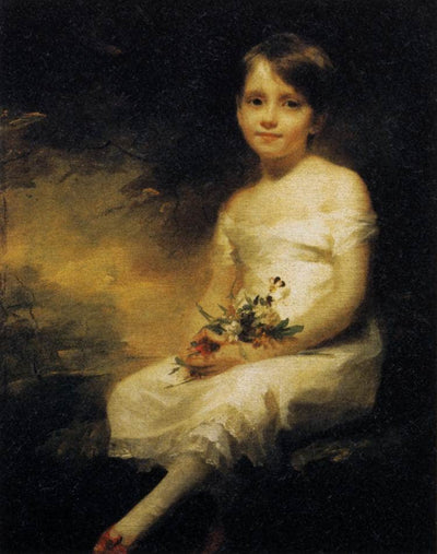 Little Girl Holding Flowers, Portrait of Nancy Graham in modern living room