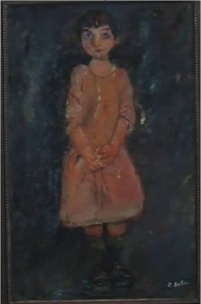 Little girl in pink in apartment