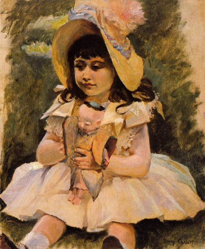 Little Girl with a Japanese Doll in dining room