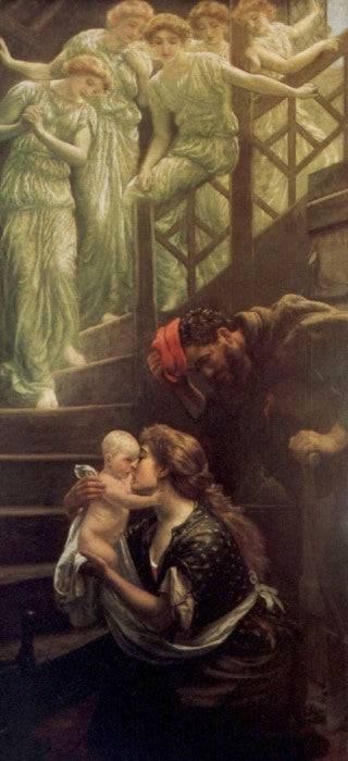 Little one who straight has come Down the Heavenly Stairs in home office