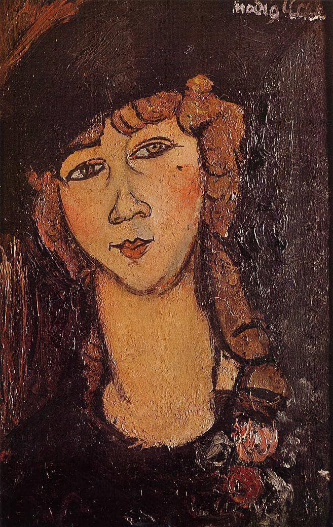 Lolotte (Head of a Woman in a Hat) by Amedeo Modigliani — Oil Painting Reproduction