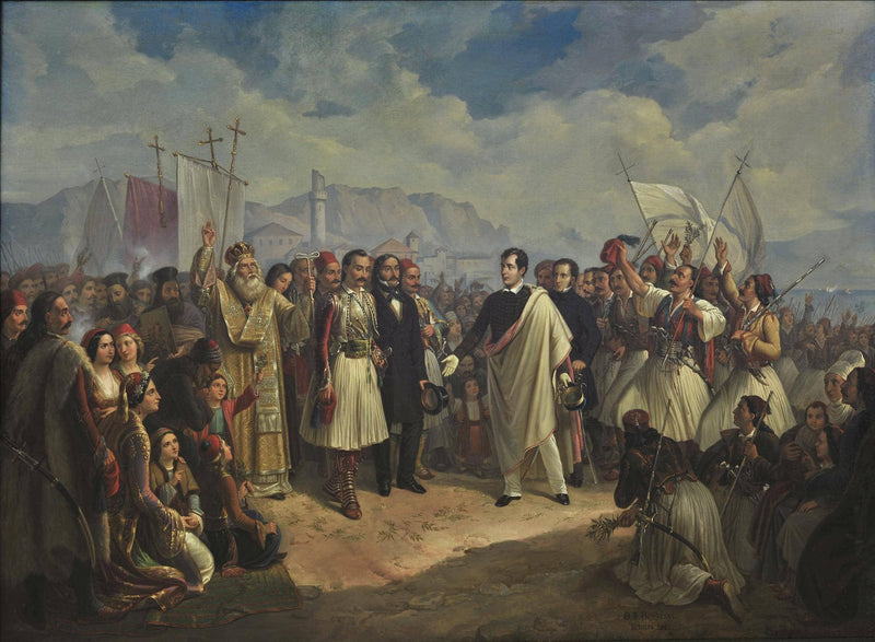 Lord Byron's reception at Messolonghi by Theodoros Vryzakis — Oil Painting Reproduction
