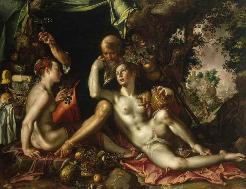 Lot and his Daughters by Joachim Wtewael — Oil Painting Reproduction