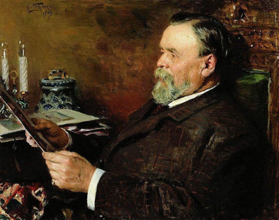 Lover of painting. Portrait of a collector I. E. Tsvetkov. in hallway