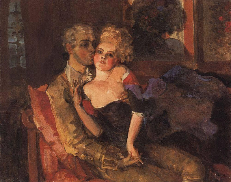 Lovers. Evening by Konstantin Somov — Oil Painting Reproduction