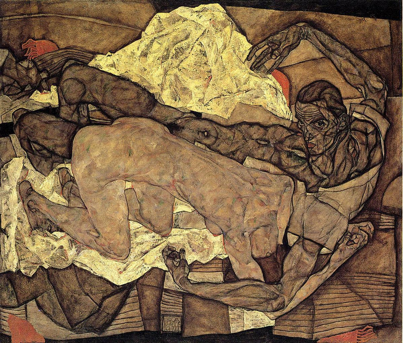 Lovers Man and Woman by Egon Schiele — Oil Painting Reproduction