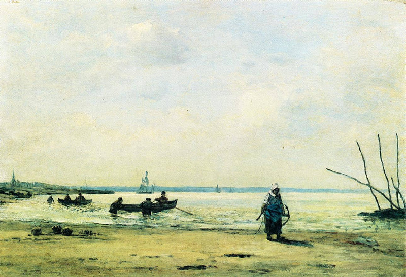 Low Tide Near Honfleur by Eugene Boudin — Oil Painting Reproduction