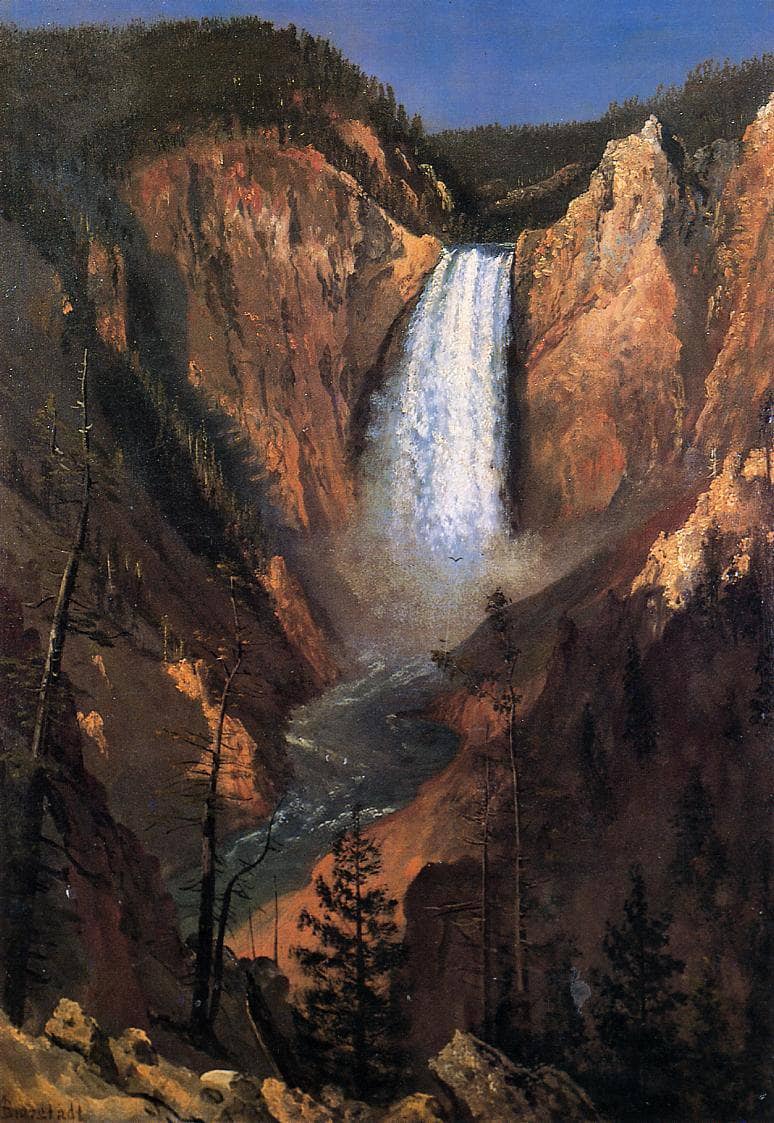 Lower Yellowstone Falls by Albert Bierstadt — Oil Painting Reproduction