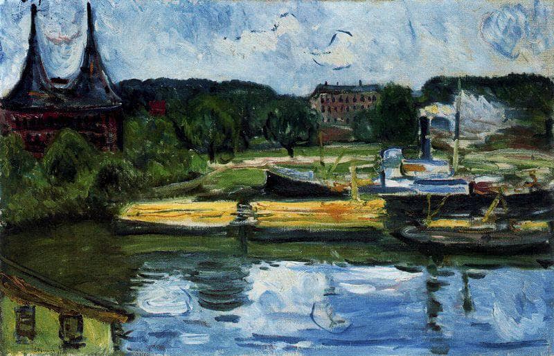 Lübeck Harbour with the Holstentor by Edvard Munch — Oil Painting Reproduction