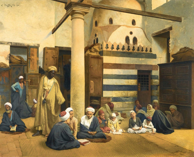 In the Madrasa by Ludwig Deutsch — Oil Painting Reproduction