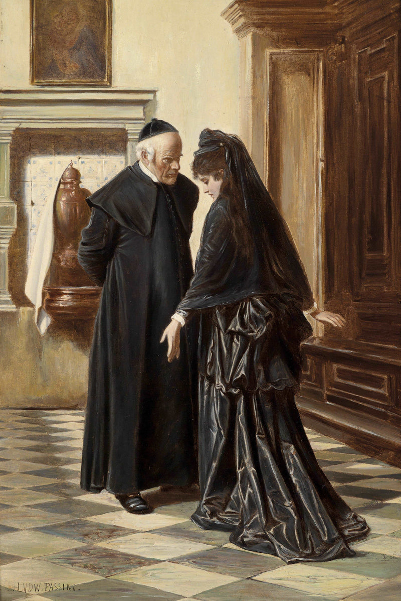 A serious conversation by Ludwig Passini — Oil Painting Reproduction