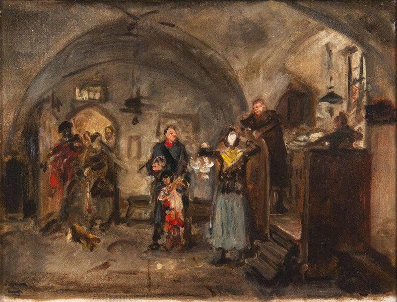 The little chicken thief by Ludwig Knaus — Oil Painting Reproduction