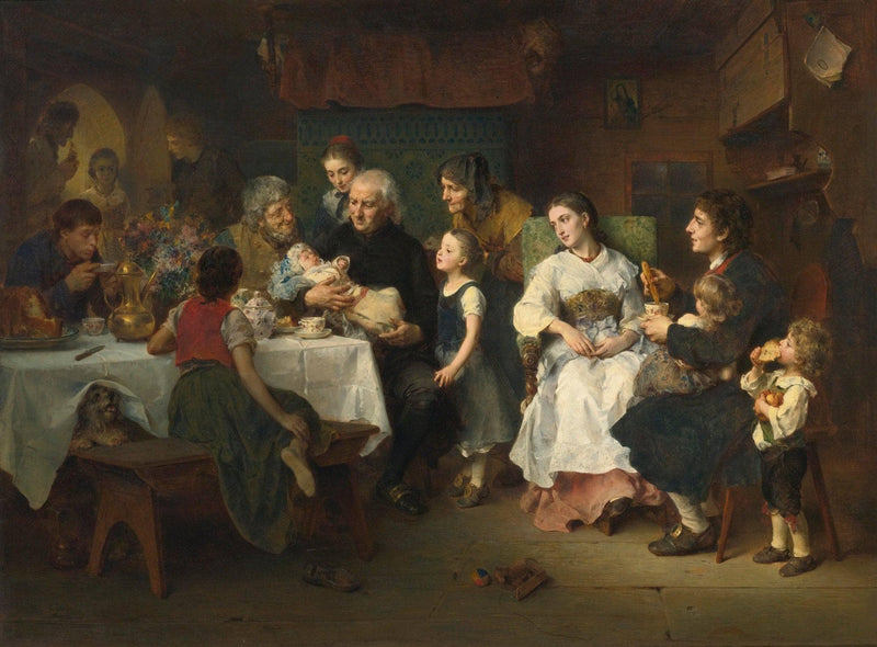 The christening by Ludwig Knaus — Oil Painting Reproduction
