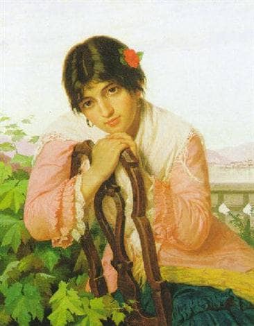 Girl from Lombardy by Luigi Da Rios — Oil Painting Reproduction
