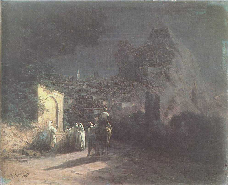 Lunar night at the spring by Ivan Aivazovsky — Oil Painting Reproduction