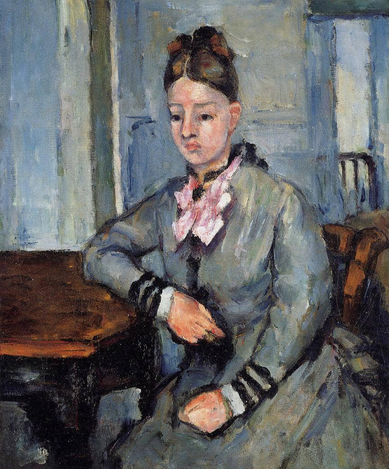 Madame Cezanne Leaning on a Table by Paul Cezanne, Oil Painting Reproduction