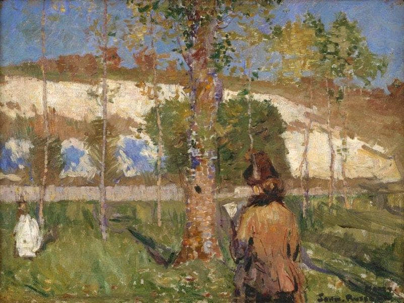 Madame Sisley on the banks of the Loing at Moret by John Peter Russell — Oil Painting Reproduction