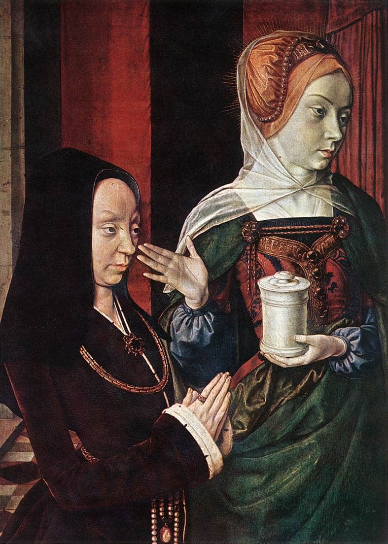 Madeleine of Bourgogne presented by St. Mary Magdalene by Jean Hey — Oil Painting Reproduction