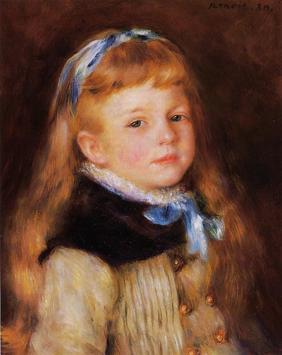 Mademoiselle Grimprel in a Blue Ribbon in home office