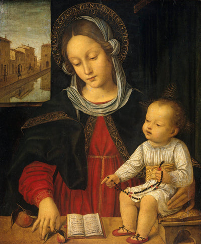 Madonna and Child in hallway