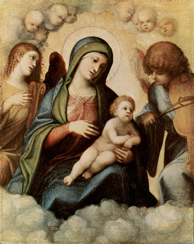 Madonna and Child with Angels in hallway