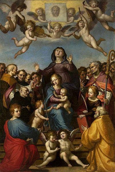 Madonna and Child with Saint Anne and the patron saints of Florence by Fra Bartolomeo — Oil Painting Reproduction
