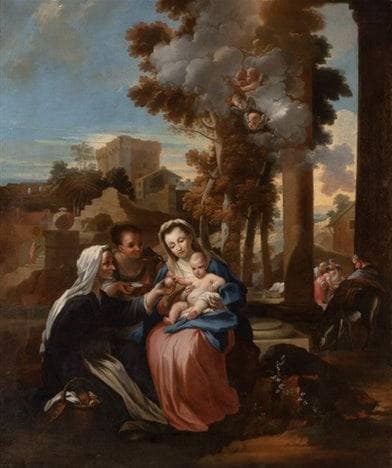 Madonna and Child with Saint Anne by Sebastien Bourdon — Oil Painting Reproduction